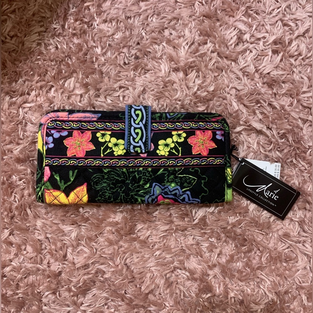 Marie Lifestyle Collection Black and Floral Wallet